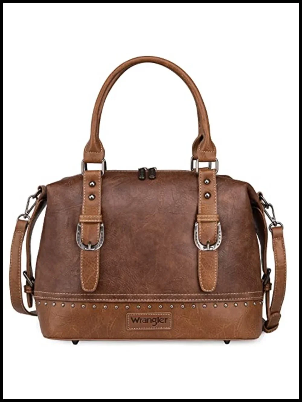 Vegan Leather Western Barrel Satchel Handbag for Women Adjustable Strap